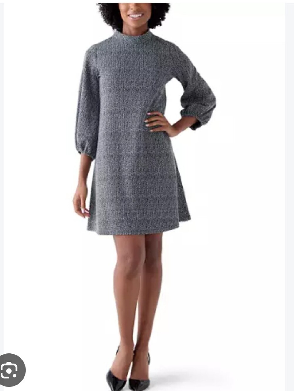 Signature by Robbie Bee Black and White Mock Neck Back Bow Shift Dress
